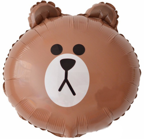 Шар с клапаном (13''/33 см) Мини-фигура, Голова, Лесной Медведь, 1 шт.