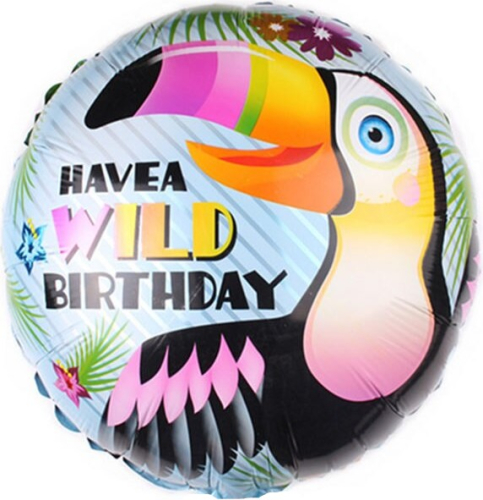 Balons (18`` / 46cm) Aplis, Daudz laimes dzimšanas dienā (varavīksnes tukāns), 1gab