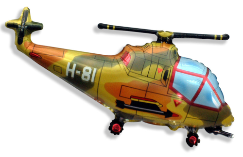 Шар (17''/43 см) Мини-фигура, Вертолет, Военный, 1 шт.