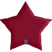 Шар (36''/91 см) Звезда, Вишневый, Сатин, 1 шт.
