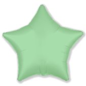 Шар (19''/48 см) Звезда, Мятный, Сатин, 1 шт.