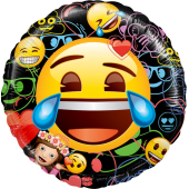 Шар (18''/46 см) Круг, Смайл, Emoji, Черный, 1 шт. в упак.