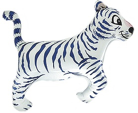 Шар (14''/36 см) Мини-фигура, Тигр, Белый, 1 шт. Шар (14''/36 см) Мини-фигура, Тигр, Белый, 1 шт.