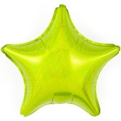 Шар (18''/46 см) Звезда, Лайм, Голография, 1 шт.