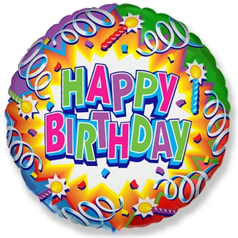 Balons (18`` / 46 cm) Aplis, Daudz laimes dzimšanas dienā (sveces), 1 gab.