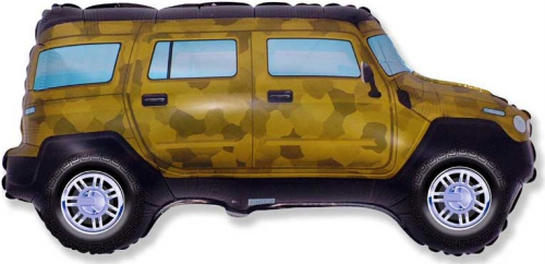Шар (33''/84 см) Фигура, Внедорожник Джип, Военный, 1 шт. Шар (33''/84 см) Фигура, Внедорожник Джип, Военный, 1 шт.