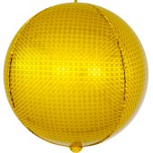 Шар (24''/61 см) Сфера 3D, Стерео, Золото, Голография, 1 шт.