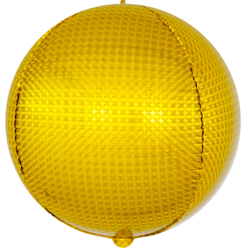 Шар (24''/61 см) Сфера 3D, Стерео, Золото, Голография, 1 шт.