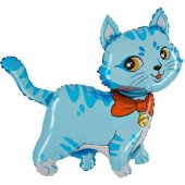 Шар (13''/33 см) Мини-фигура, Милый котенок, Голубой, 1 шт.