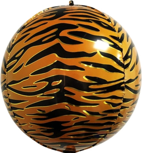 Шар (22''/56 см) Сфера 3D, Анималистика, Пятнистый окрас, Тигр, 1 шт.