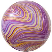 Шар (24''/61 см) Сфера 3D, Мраморная иллюзия, Розовый, Агат, 1 шт.
