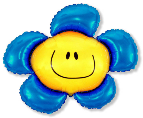 Шар (15''/38 см) Мини-цветок, Солнечная улыбка, Синий, 1 шт.