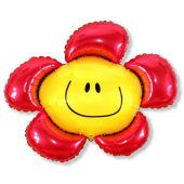 Шар (15''/38 см) Мини-цветок, Солнечная улыбка, Красный, 1 шт.