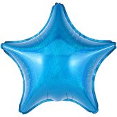 Шар (18''/46 см) Звезда, Синий, Голография, 1 шт.