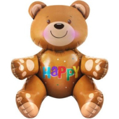 Шар (30''/76 см) Фигура, Сидячий мишка, Коричневый, 1 шт.