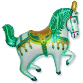 Шар (39''/99 см) Фигура, Цирковая лошадка, Зеленый, 1 шт.