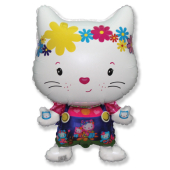 Шар (29''/74 см) Фигура, Маленький дружелюбный котенок, Белый, 1 шт.