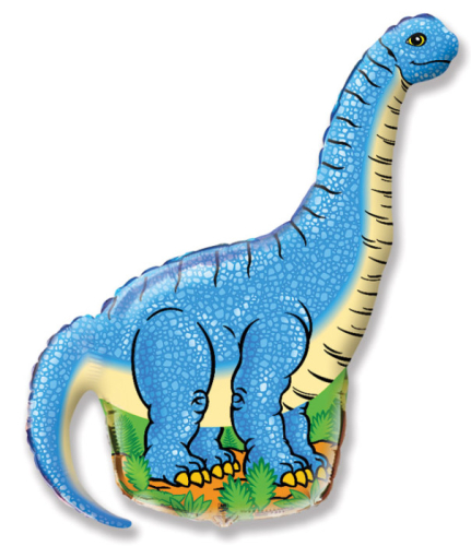 Фольгированный шар (43''/109 см) Динозавр Диплодок, синий, 1 шт.