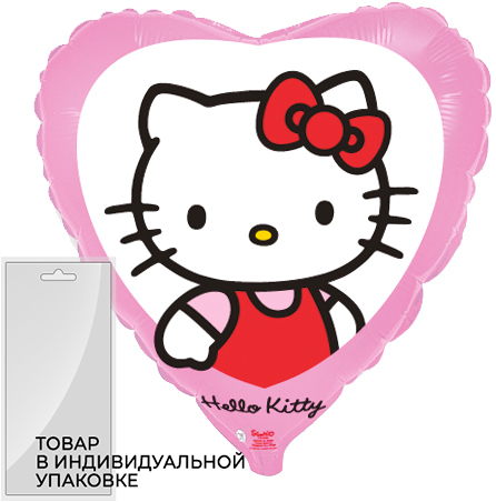 Шар (18''/46 см) Сердце, Hello Kitty, Котенок с бантиком, Розовый, 1 шт. в упак. Шар (18''/46 см) Сердце, Hello Kitty, Котенок с бантиком, Розовый, 1 шт. в упак.