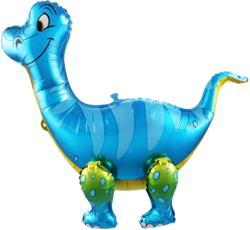 Шар (25''/64 см) Ходячая Фигура, Динозавр Брахиозавр, Синий, 1 шт. в упак.