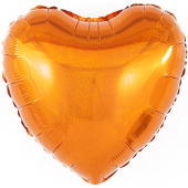 Шар (18''/46 см) Сердце, Оранжевый, Голография, 1 шт.