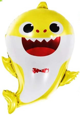 Шар (26''/66 см) Фигура, Акулья семейка, Малыш, Желтый, 1 шт.