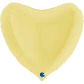 Шар (36''/91 см) Сердце, Макарунс, Светло-желтый, 1 шт.