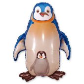 Шар (13''/33 см) Мини-фигура, Пингвин, Синий, 1 шт.