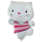 Шар (12''/30 см) Мини-фигура, Котенок, Белый, 1 шт.