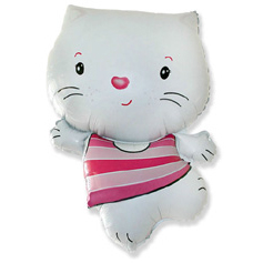 Шар (12''/30 см) Мини-фигура, Котенок, Белый, 1 шт.