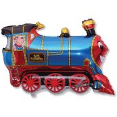 Шар (12''/30 см) Мини-фигура, Паровозик, Синий, 1 шт.