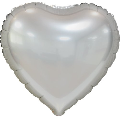 Шар (18''/46 см) Сердце, Серебро, Сатин, 5 шт. в упак.