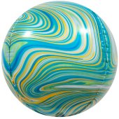 Шар (24''/61 см) Сфера 3D, Мраморная иллюзия, Зеленый, Агат, 1 шт.