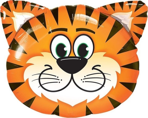 Шар с клапаном (14''/36 см) Мини-фигура, Голова, Тигр, 1 шт.