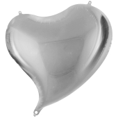 Шар (18''/46 см) Сердце, Изгиб, Серебро, 1 шт.