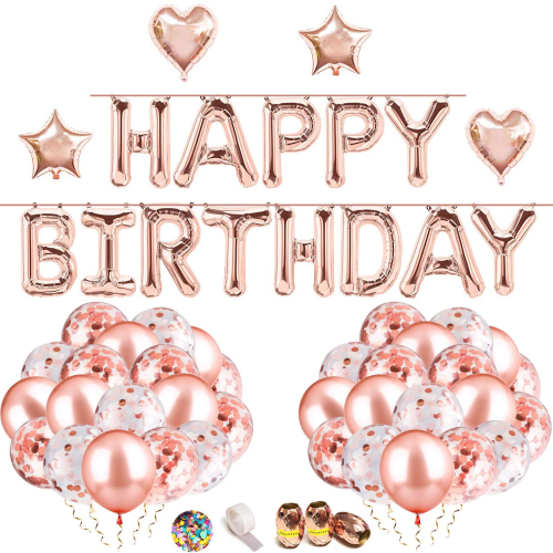 День рождения воздушных шаров набор розовое золото