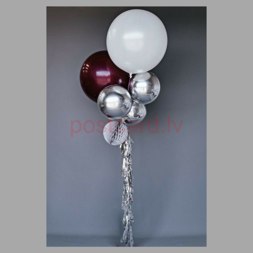 Balonu Kompozīcija 2 Ekskluzīvi Bordo Sudraba Balta krāsa 160x50 cm
