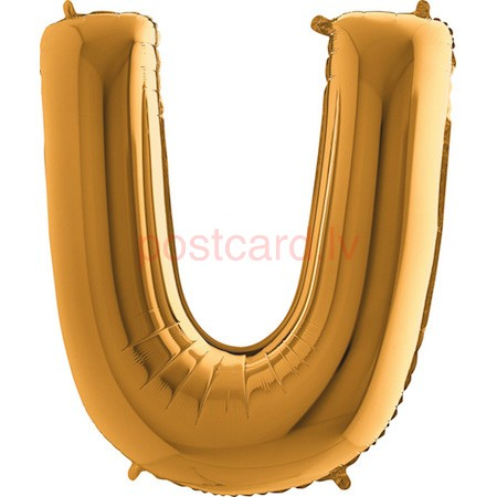 Folijas balons Burts U Zelta krāsa 35 cm