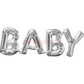 Folijas balonu vārds Baby Sudraba krāsa 70*23 cm