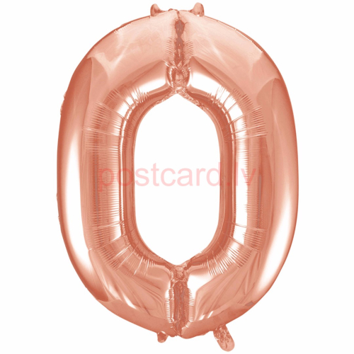 Folijas balons Cipars 0 Rožu zelta krāsa 86 cm