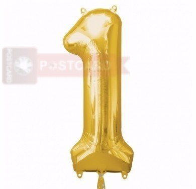 Folijas balons Cipars 1 Zelta krāsa 86 cm