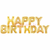 Folijas balonu kompozīcija Happy Birthday Zelta krāsa 340*35 cm