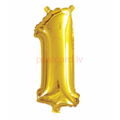 Folijas balons Cipars 1  Zelta krāsa 35 cm