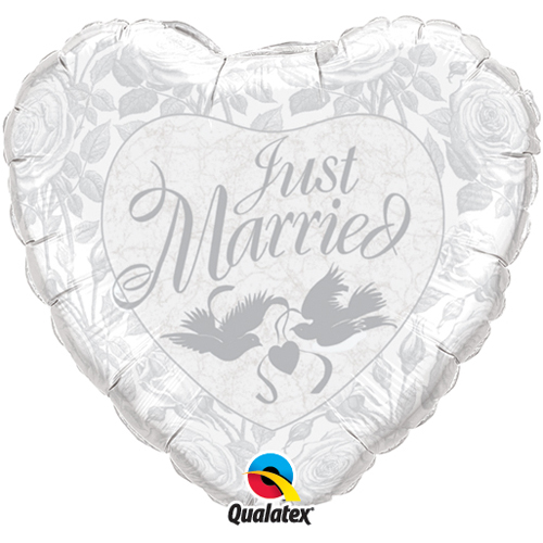 Folijas balons "Just married pearl white & silver" (45 cm)