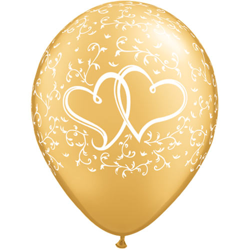 Kāzu lateksa balons "ENTWINED HEARTS zelta" (30 cm)