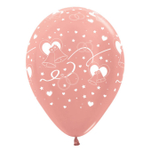 Kāzu lateksa balons "JUST MARRIED CLASSIC ROSE zelta" (30 cm)