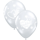 Kāzu lateksa balons "ON YOUR WEDDING DAY caurspīdīgs" (30 cm)