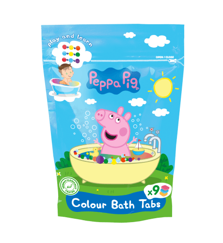 PEPPA PIG Ūdeni iekrāsojošas tabletes vannai, 9 x 16 g