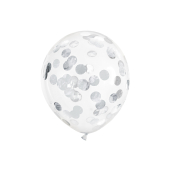 Воздушные шары конфетти - круги, 30см, серебристые (1 шт / 6 шт.)