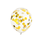 Воздушные шары конфетти - круги, 30см, золото (1 шт / 6 шт.)